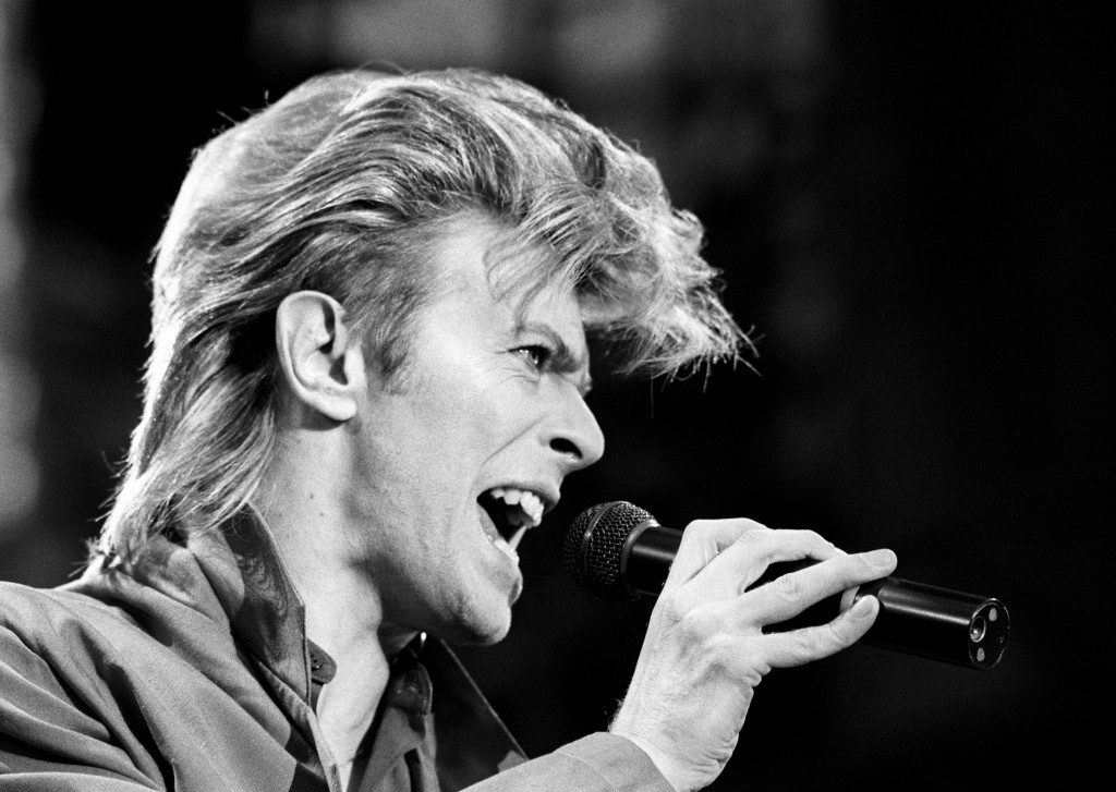 David Bowie performing live.